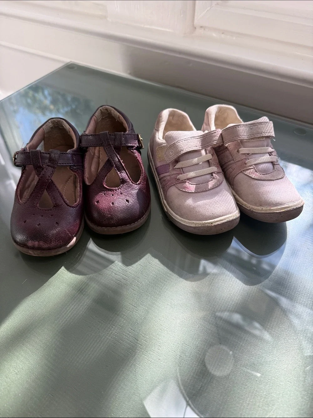 8W Toddler Girls Purple Dress Shoes and Sneaker bundle